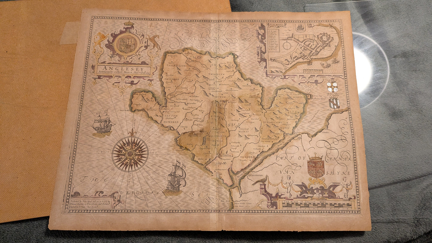 John Speed - Angleseyn Saaren Kartta 1610 (Theatre of the Empire of Great Britaine)