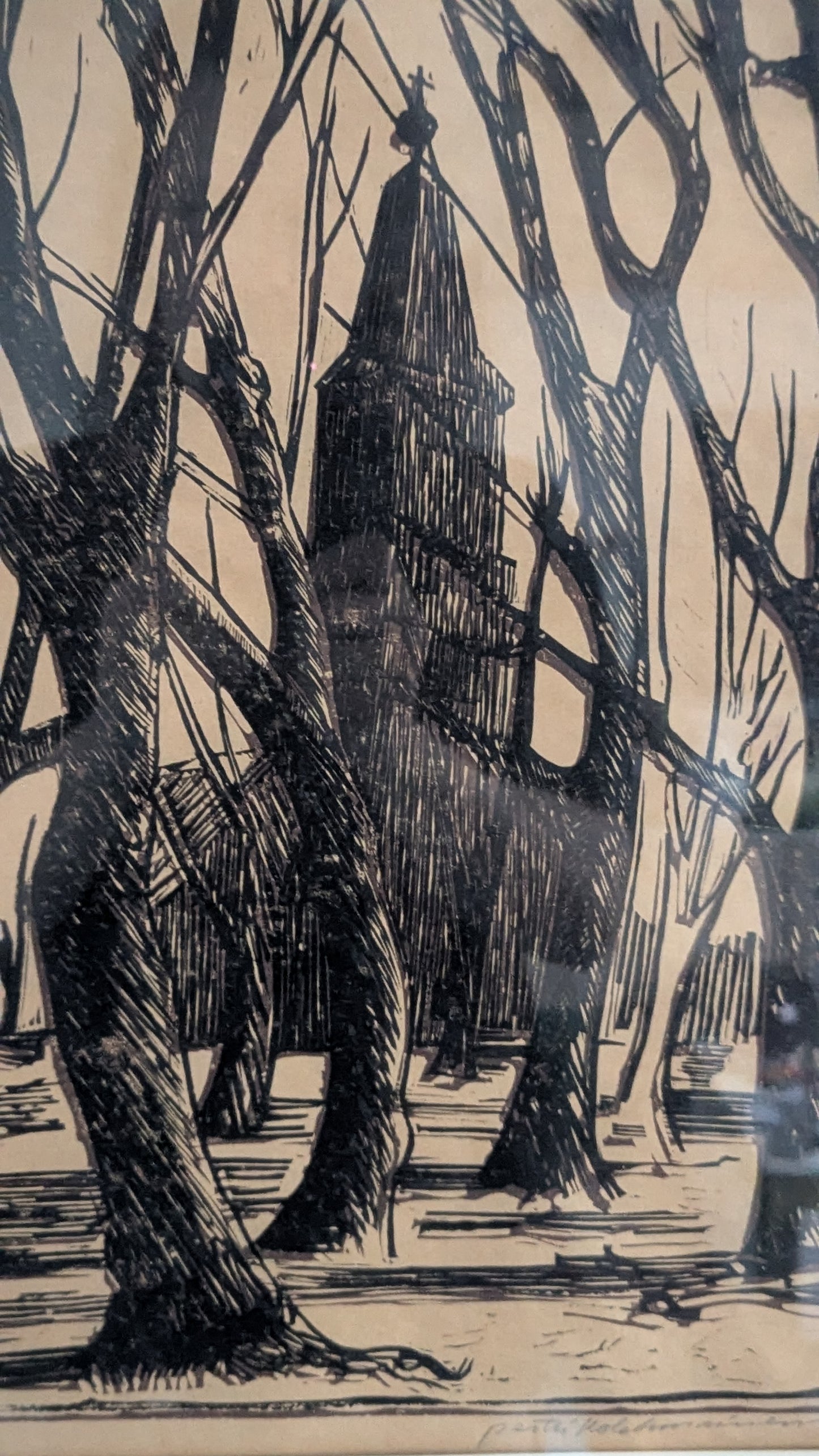 Pertti Kolehmainen - Signeerattu Puupiirros (1986)