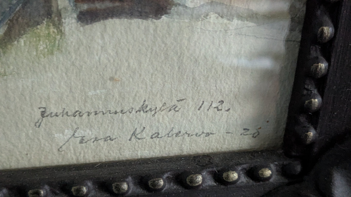 Esa Kalervo - Juhannuskylä 112 (Signeerattu Akvarellimaalaus 1920)