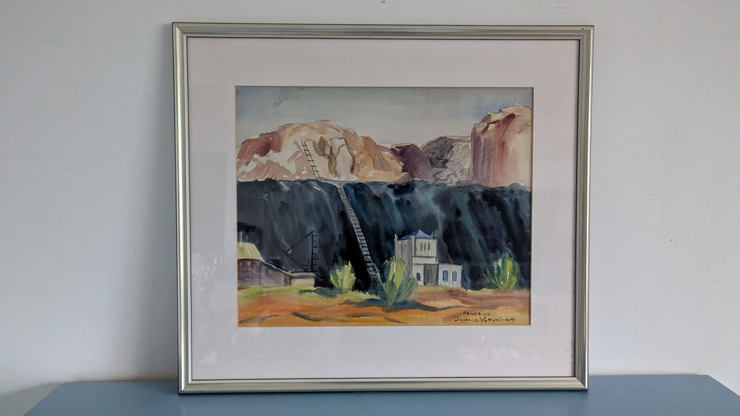 Susanna Nykyri - Ruoppaoja (Signeerattu Akvarellimaalaus 1944)