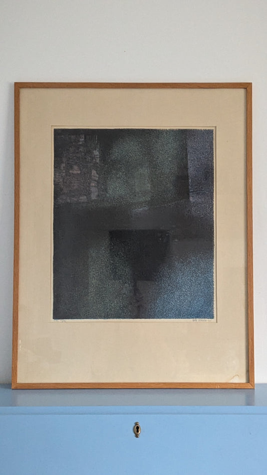 Antti Nieminen - Yön Hiljaisuus (Signeerattu Värikivipiirros 1965)