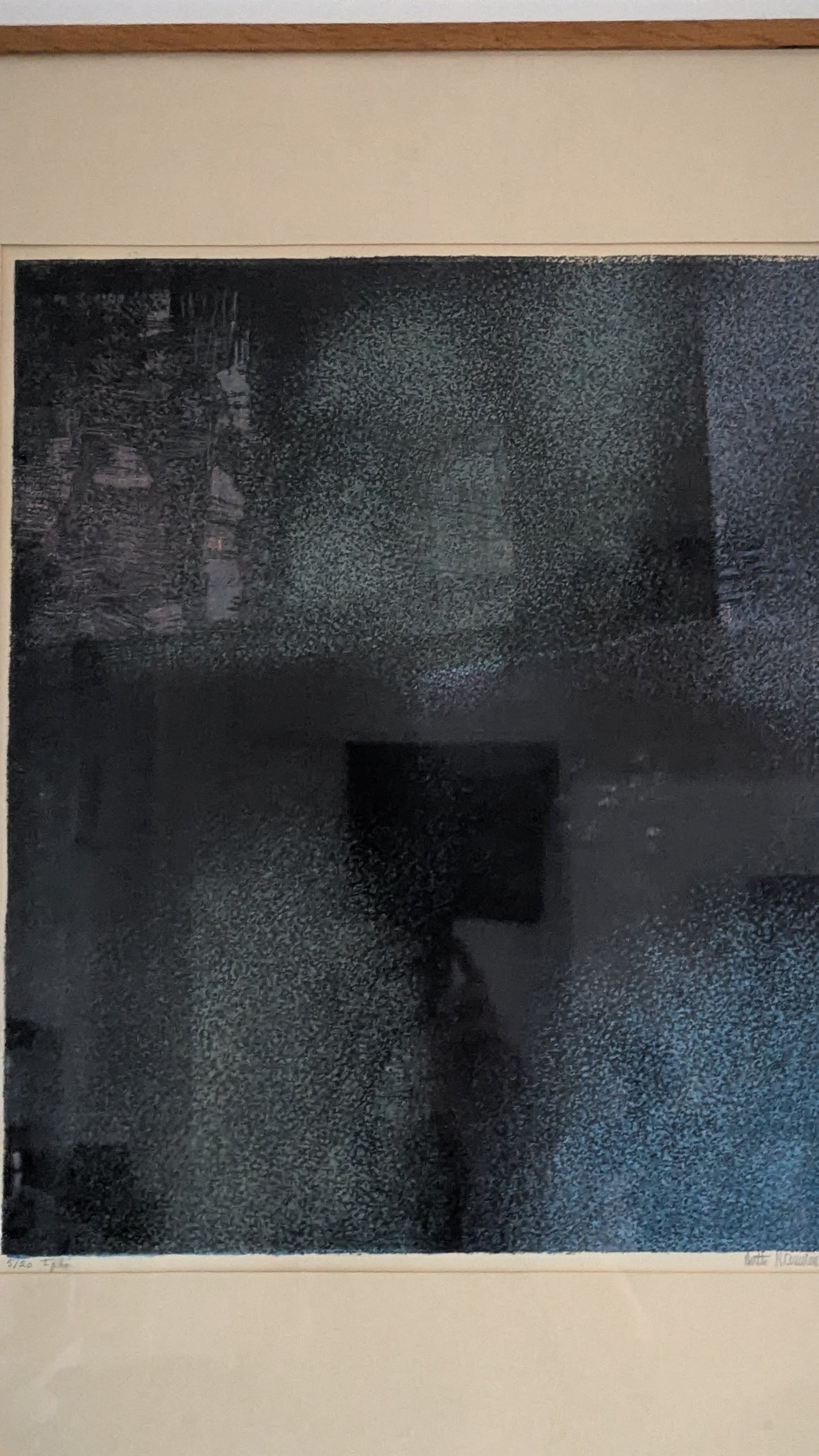 Antti Nieminen - Yön Hiljaisuus (Signeerattu Värikivipiirros 1965)