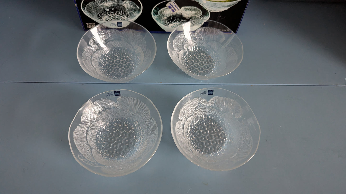 Nuutajärvi Pioni Annoskulho (4kpl, 1979-1984, Oiva Toikka, Alk. Pakkauksessa)