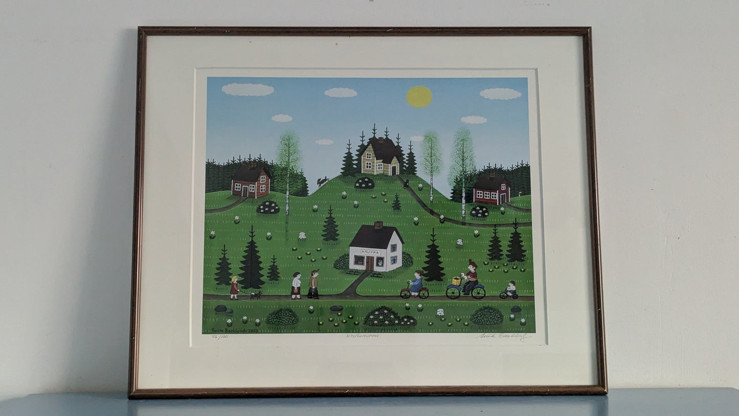 Anita Backlund - Kyläkauppa (Signeerattu Grafiikka 2009)