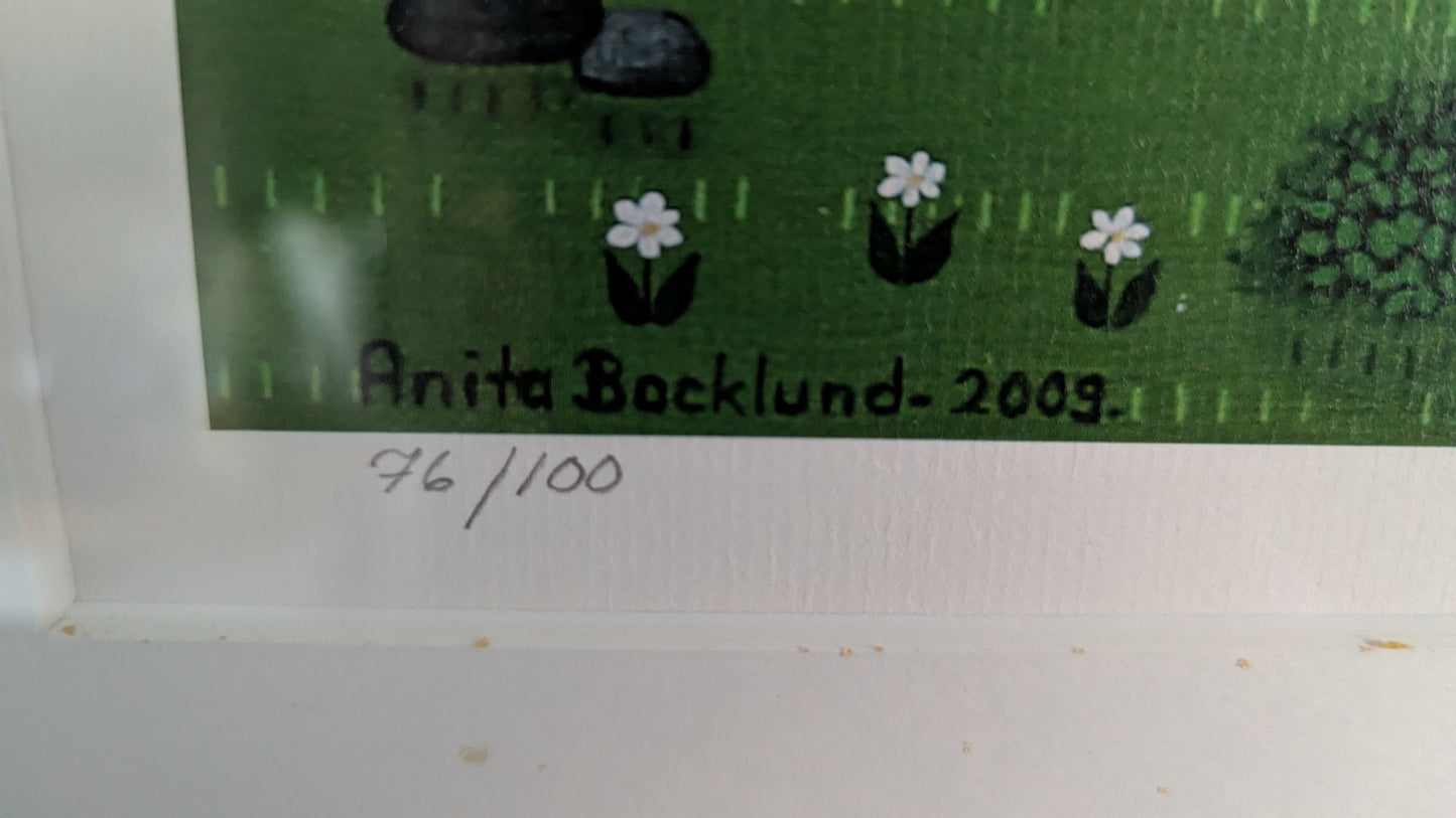 Anita Backlund - Kyläkauppa (Signeerattu Grafiikka 2009)
