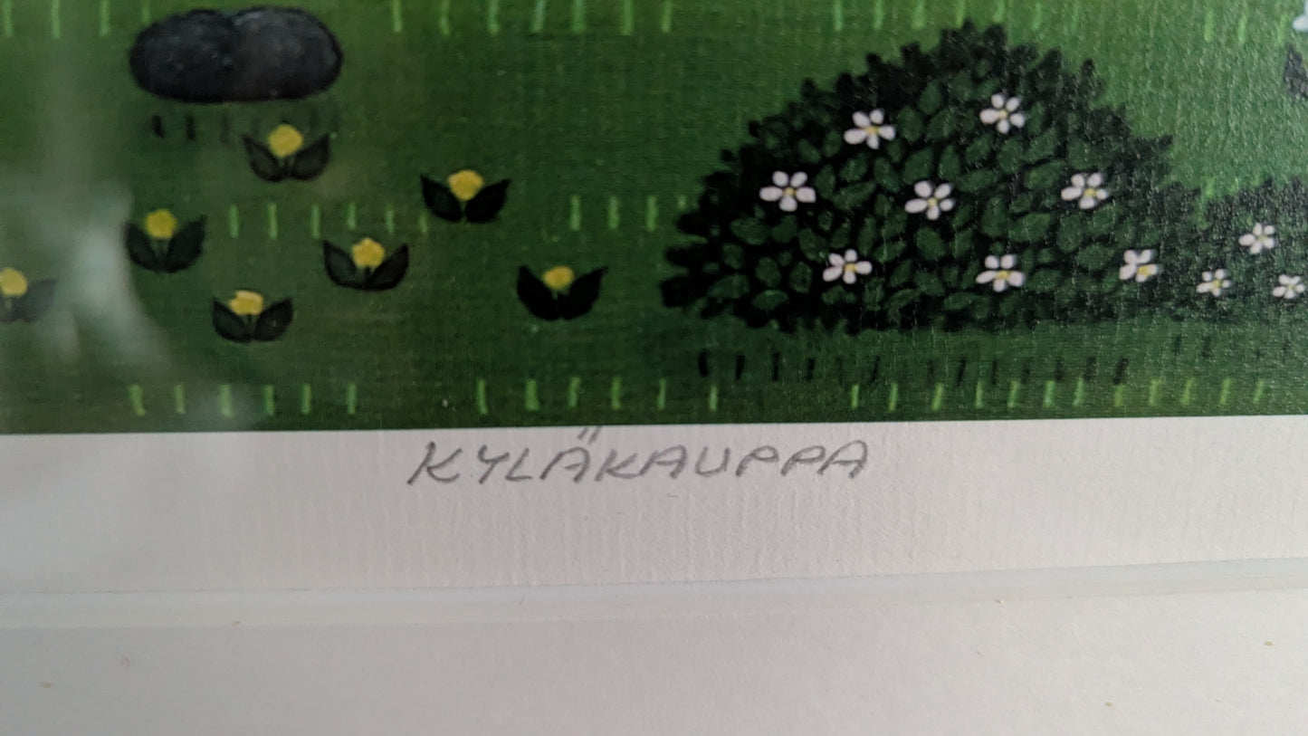 Anita Backlund - Kyläkauppa (Signeerattu Grafiikka 2009)