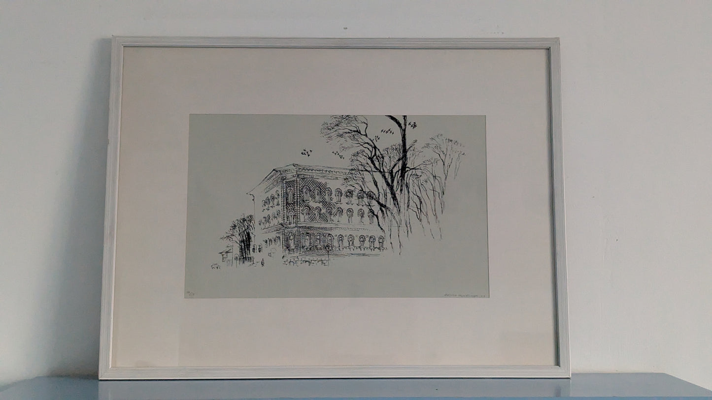 Raimo Huittinen - Porin Kaupungintalo (Signeerattu Grafiikka 1977)