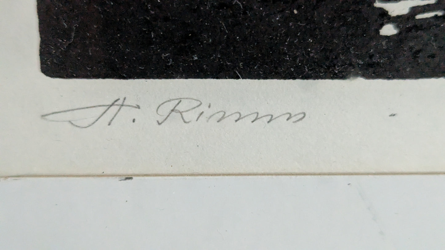 Aulin Rimm - Tarton Jaanin Kirkon Rauniot (Signeerattu Puupiirros 1969)