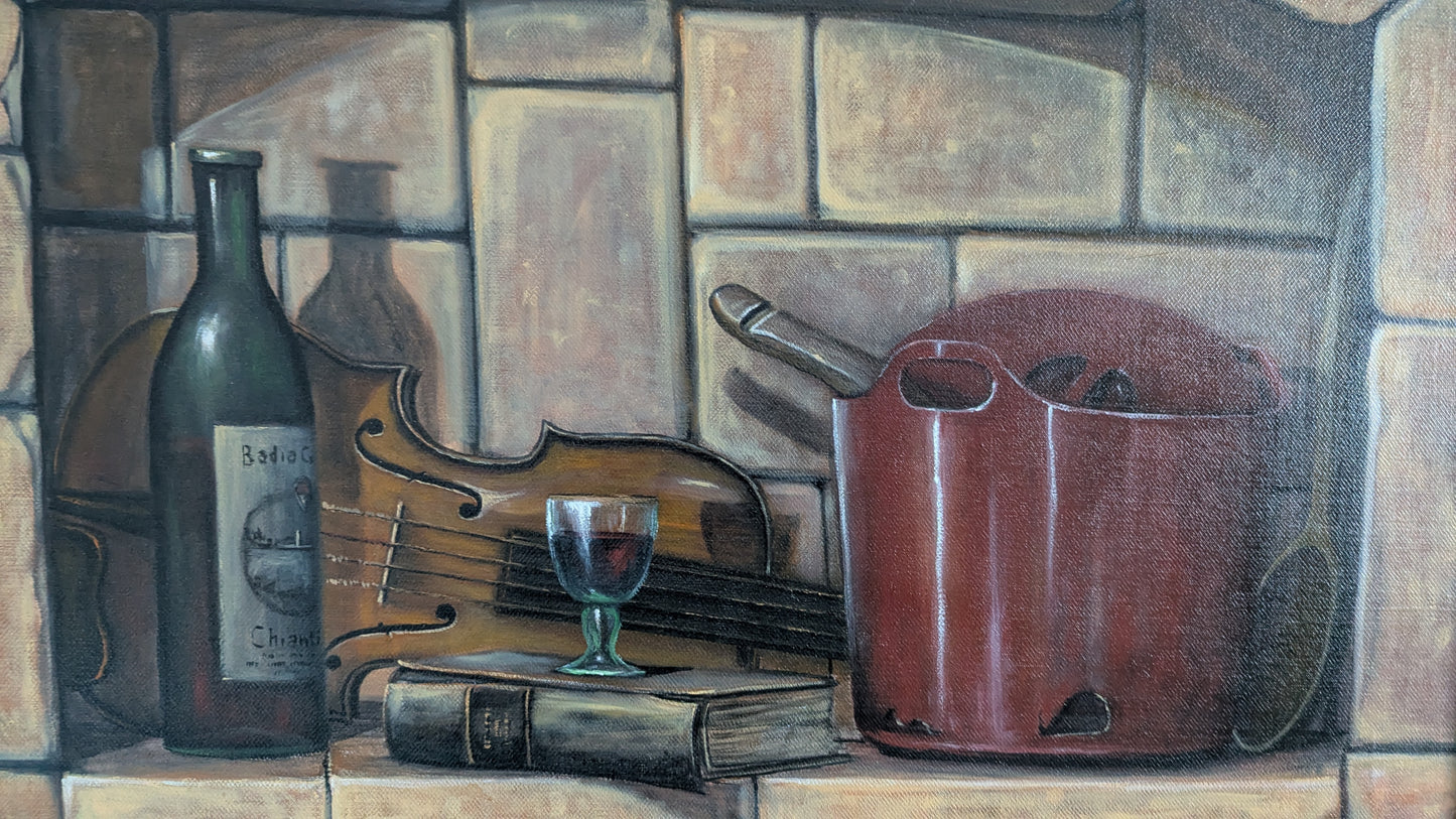 Mika Kari - Soittajan Kattila (Signeerattu Öljyvärimaalaus)