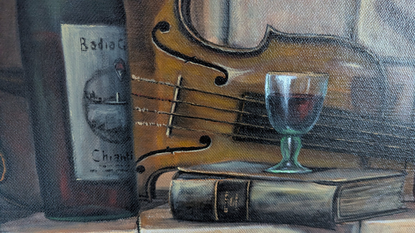 Mika Kari - Soittajan Kattila (Signeerattu Öljyvärimaalaus)