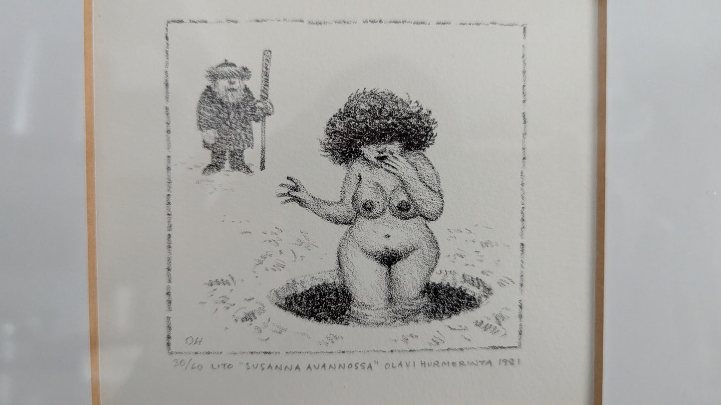 Olavi Hurmerinta - Susanna Avannossa (Signeerattu Litografia 1981)