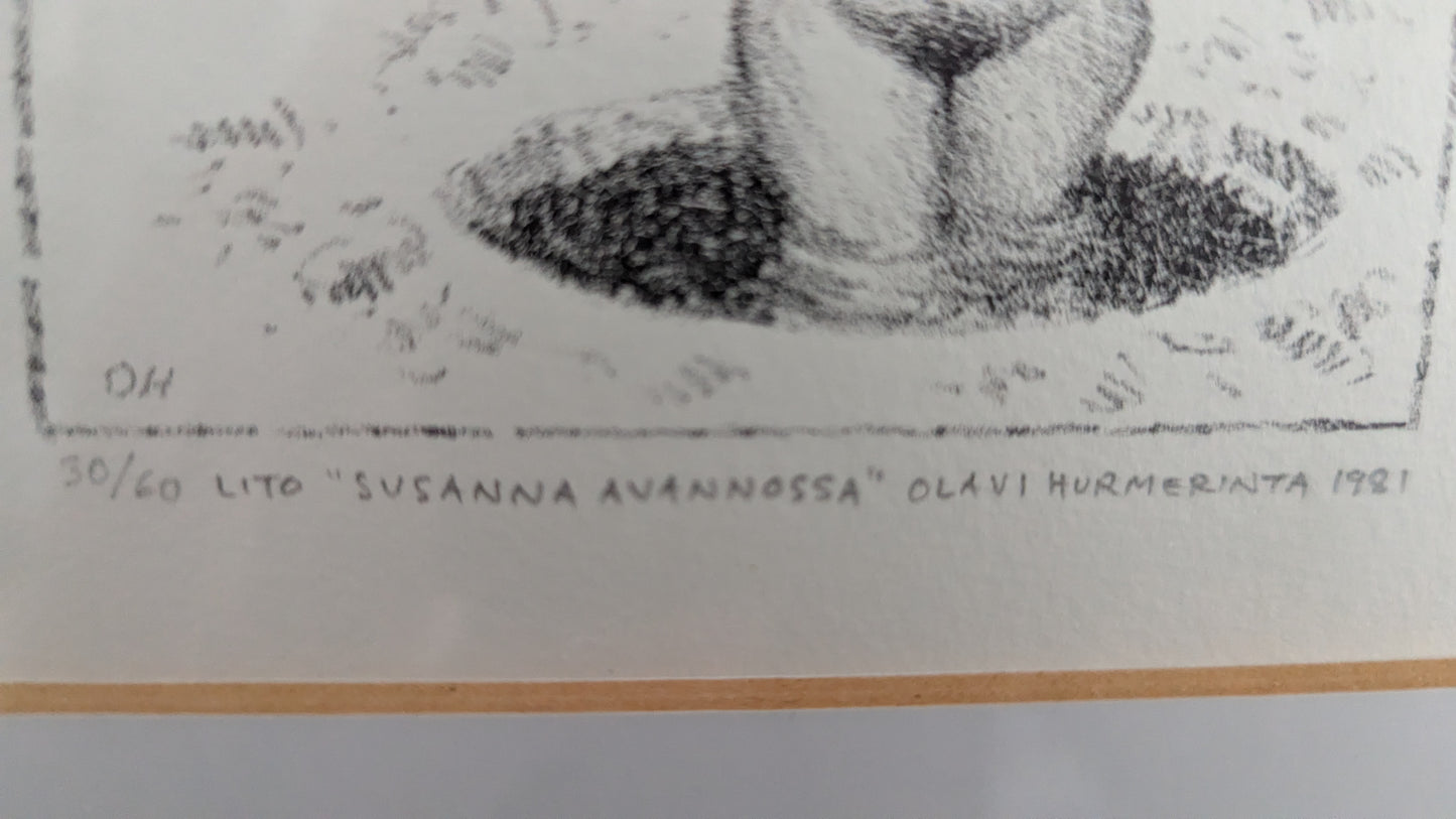 Olavi Hurmerinta - Susanna Avannossa (Signeerattu Litografia 1981)