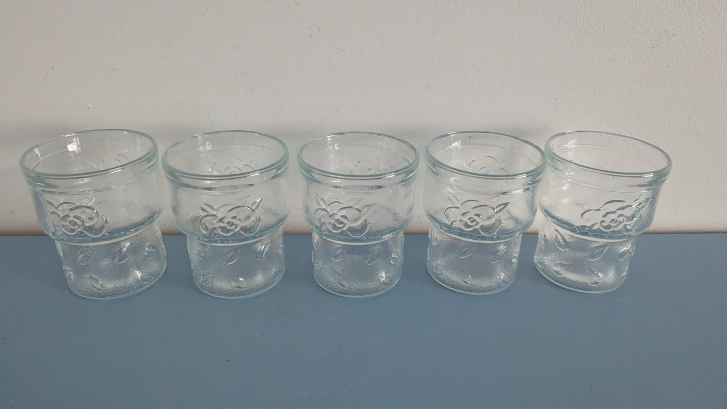 Riihimäen Lasi Ruusu Kuvioinen Juomalasi (20cl, 5kpl, 1970-luku)