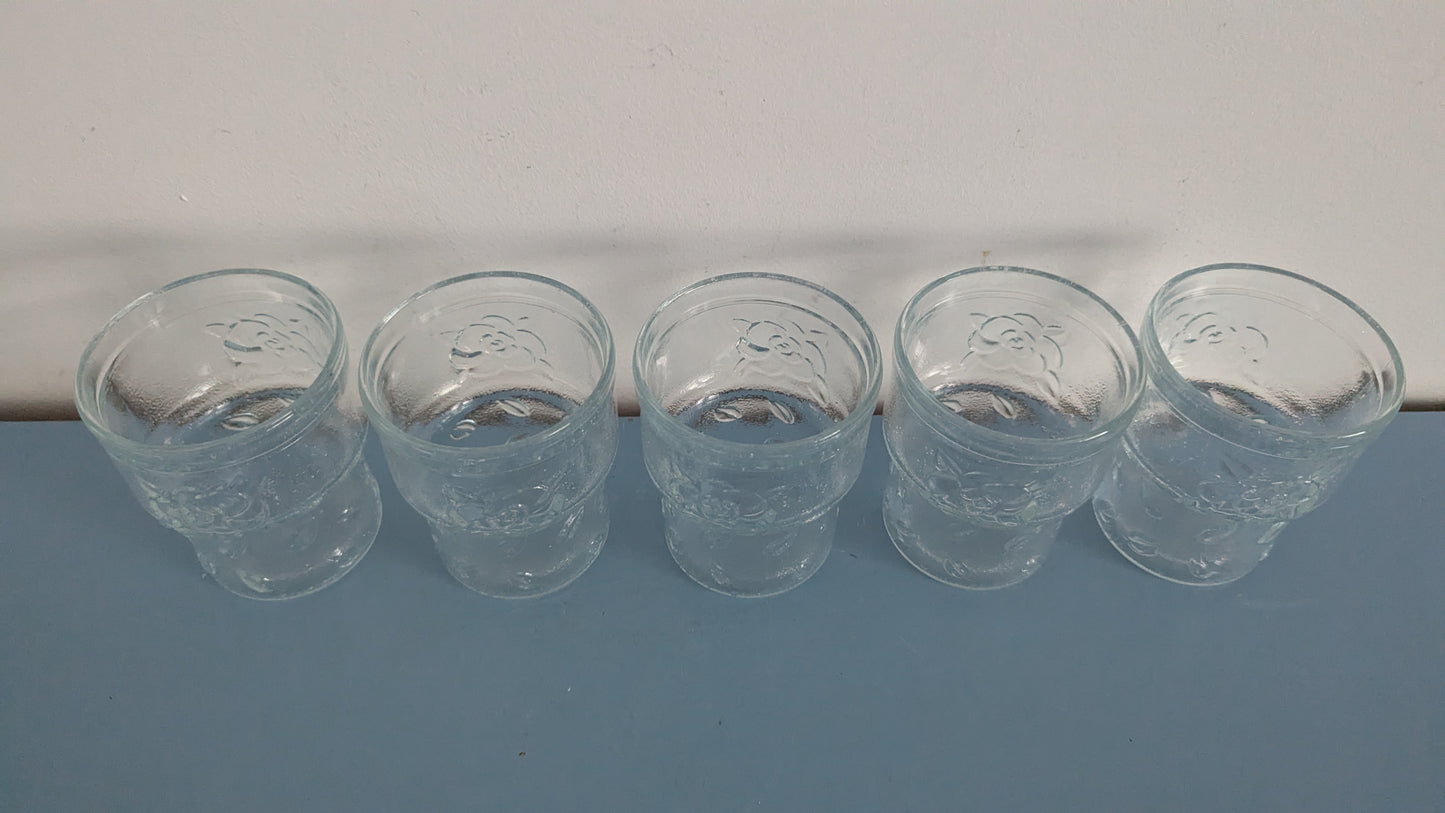 Riihimäen Lasi Ruusu Kuvioinen Juomalasi (20cl, 5kpl, 1970-luku)