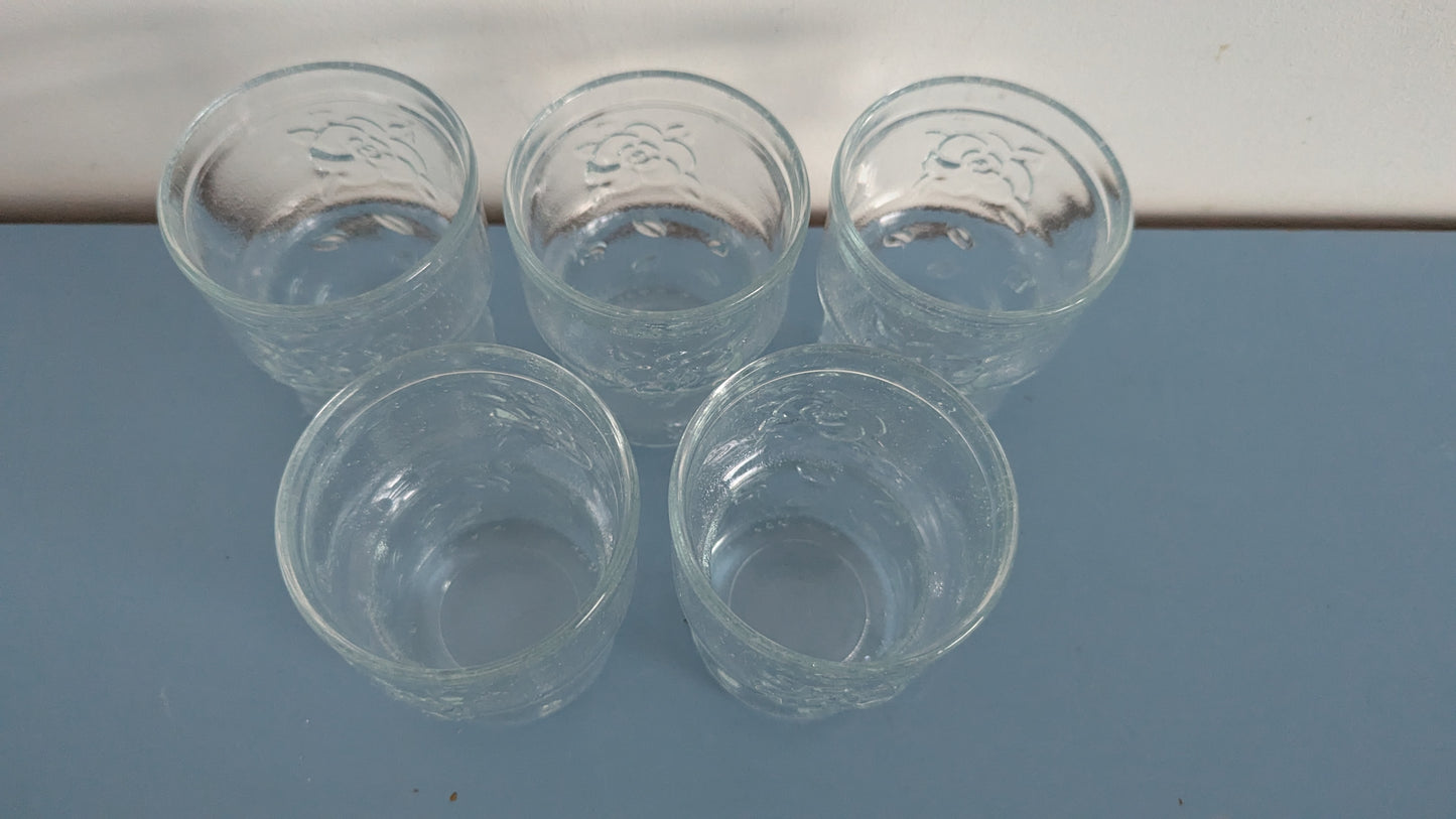 Riihimäen Lasi Ruusu Kuvioinen Juomalasi (20cl, 5kpl, 1970-luku)