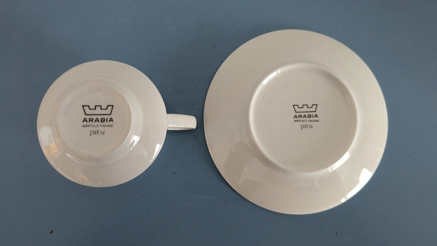 Arabia Pitsi Kahviastiasto Kahdelle Hengelle (4-osainen, 1967-1974)