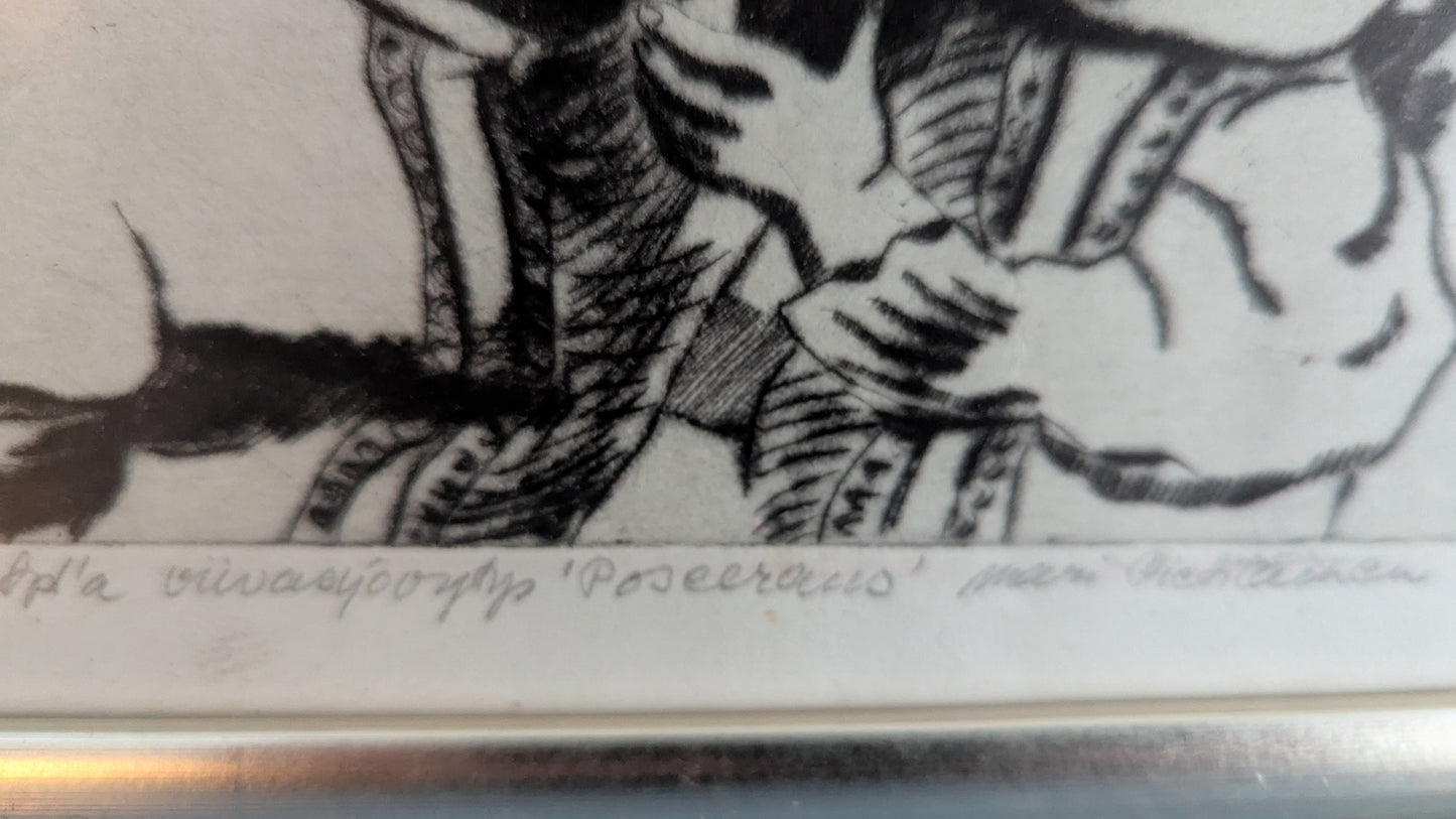 Mari Pietiläinen - Poseeraus (5/5, Signeerattu Etsaus 1982)