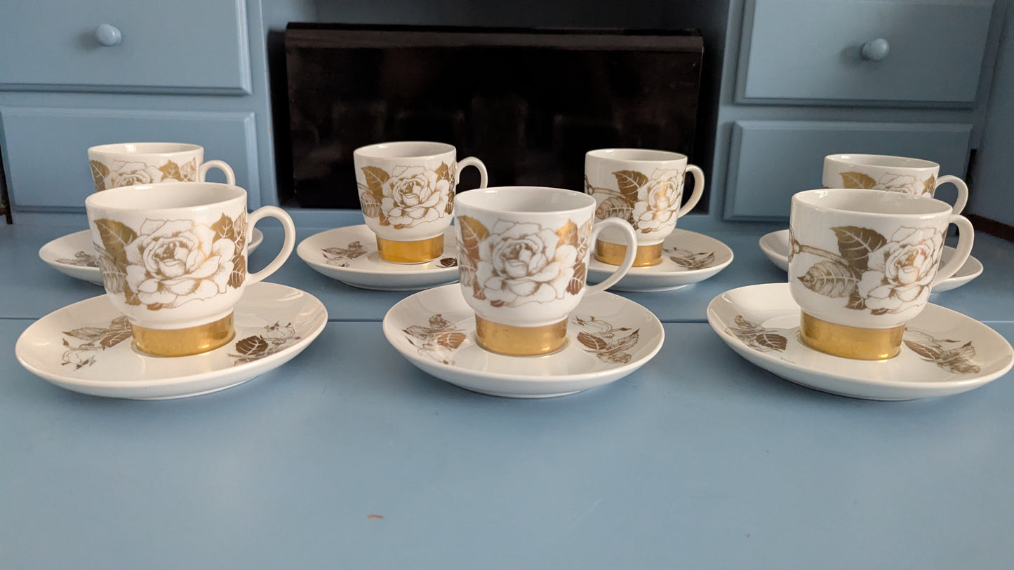 Arabia Kultaruusu Kahviastiasto Seitsemälle Hengelle (14-osaa, 1974-1975)