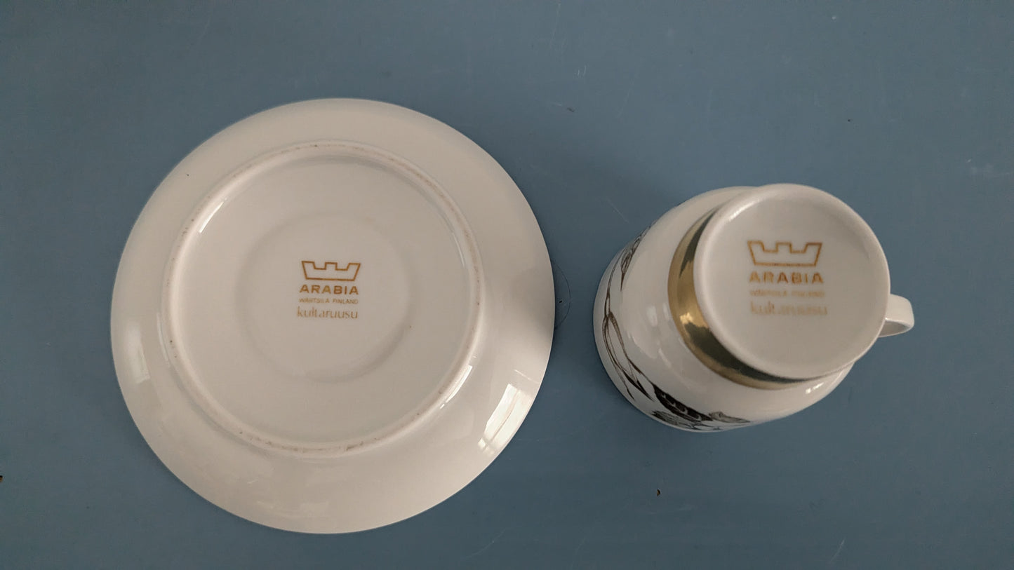 Arabia Kultaruusu Kahviastiasto Seitsemälle Hengelle (14-osaa, 1974-1975)