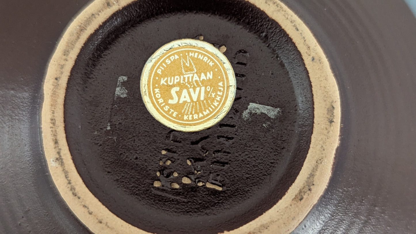 Kupittaan Savi Kulho / Malja (1960-luku, Tarralla)