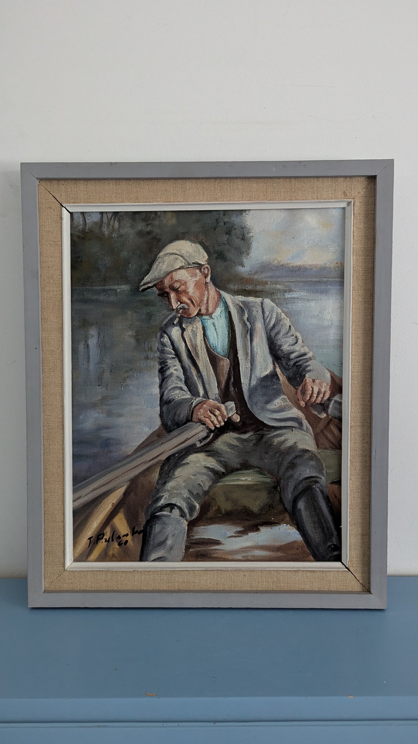 T. Aulanko - Kalaan Lähdössä (Signeerattu Öljyvärimaalaus 1960)