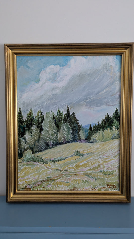 Tapio Tapiovaara - Peltomaisema (Signeerattu Öljyvärimaalaus 1978)