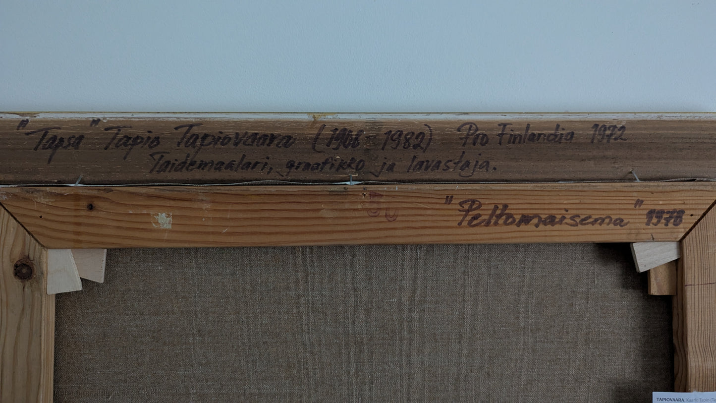 Tapio Tapiovaara - Peltomaisema (Signeerattu Öljyvärimaalaus 1978)