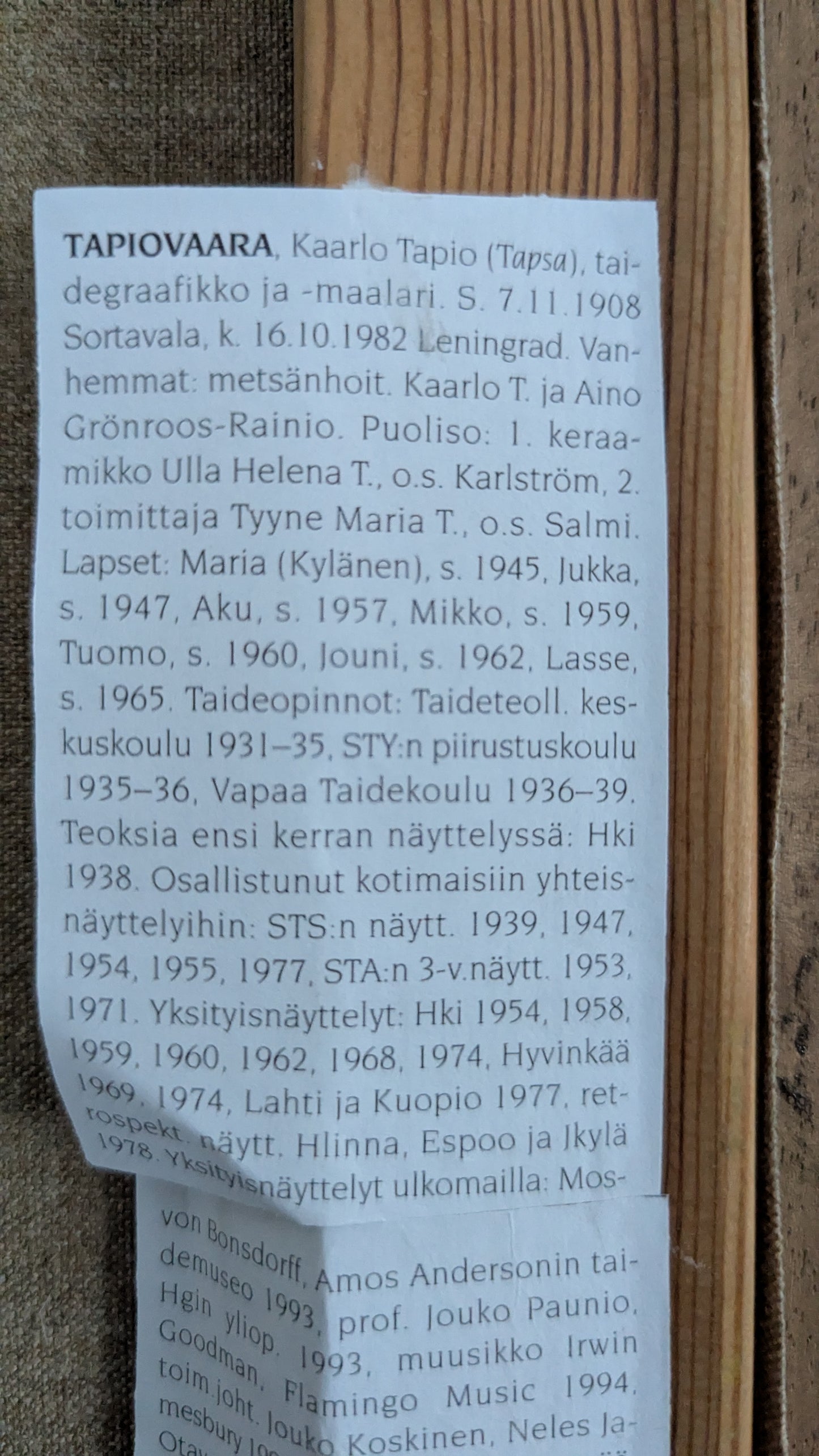 Tapio Tapiovaara - Peltomaisema (Signeerattu Öljyvärimaalaus 1978)