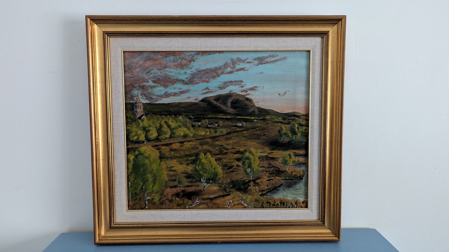 K. Jäntti - Petsamo Pelastusvuori (Signeerattu Öljyvärimaalaus 1949)