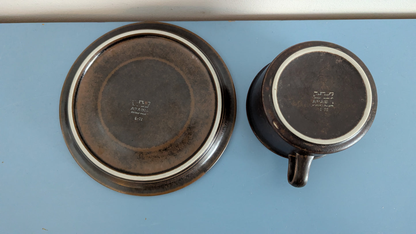 Arabia Ruska Teeastiasto Kolmelle Hengelle (6-osainen, 1960-1999, Ulla Procope)