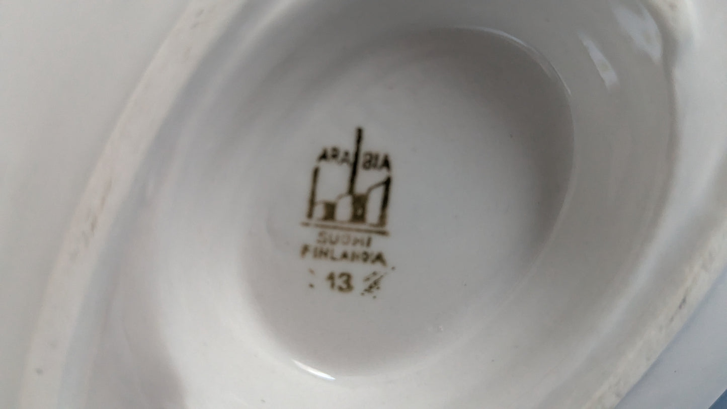 Arabia Siniraitainen G-Mallin Kastikekulho (Piippuleima)