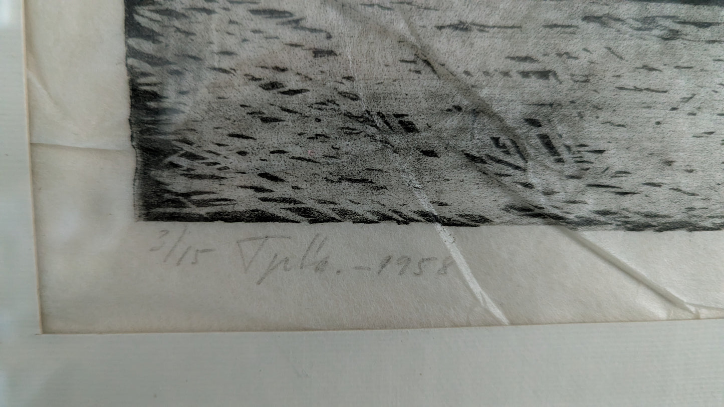 Matti Petäjä - Signeerattu Puupiirros (1958)