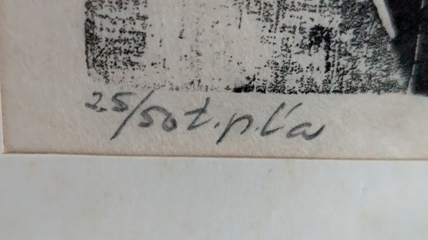 Veikko Arosara - Suihku (Signeerattu Puupiirros 1972)