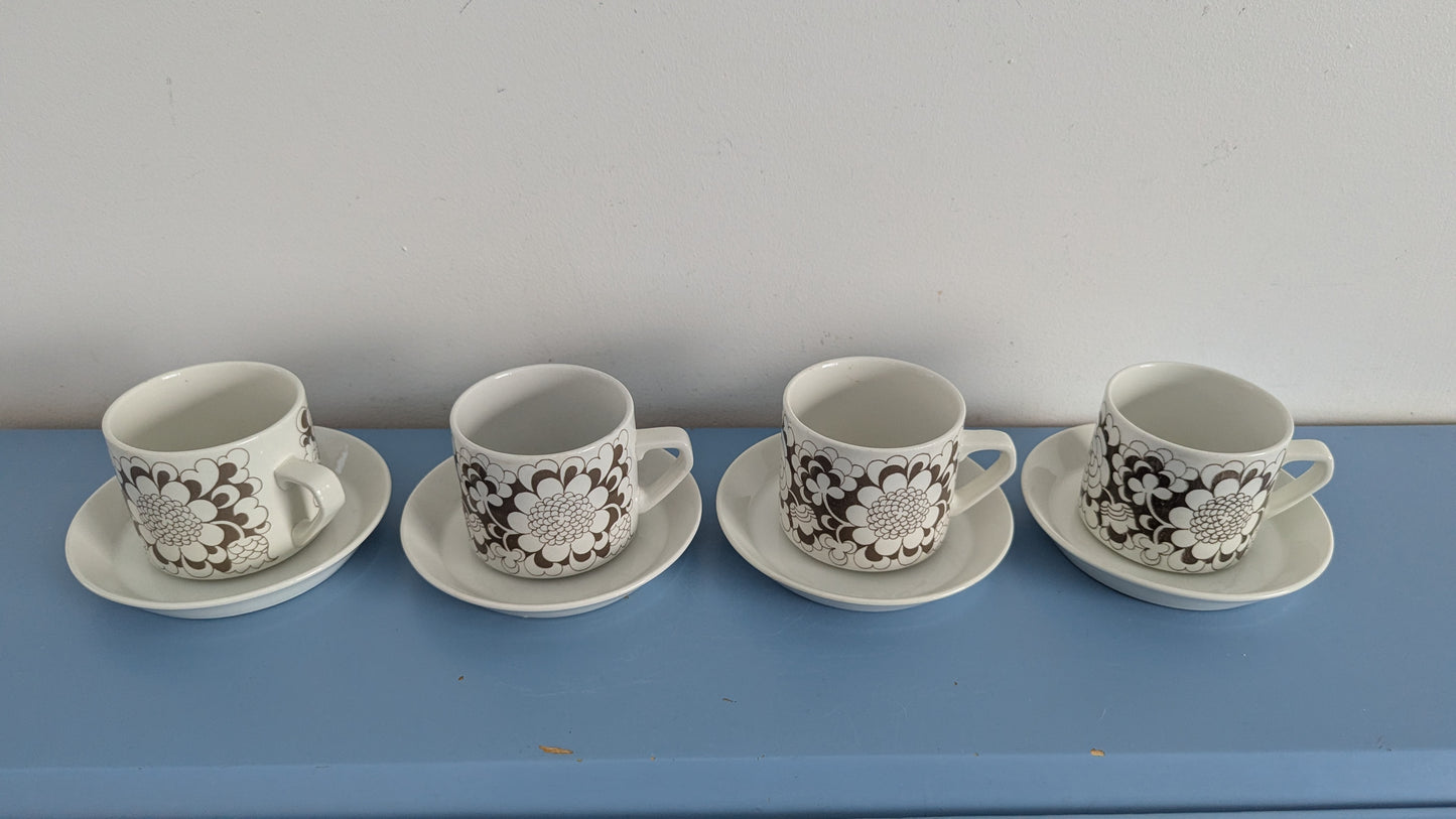 Arabia Gardenia Kahviastiasto Neljälle Hengelle (8-osaa, 1973-1974, Esteri Tomula)