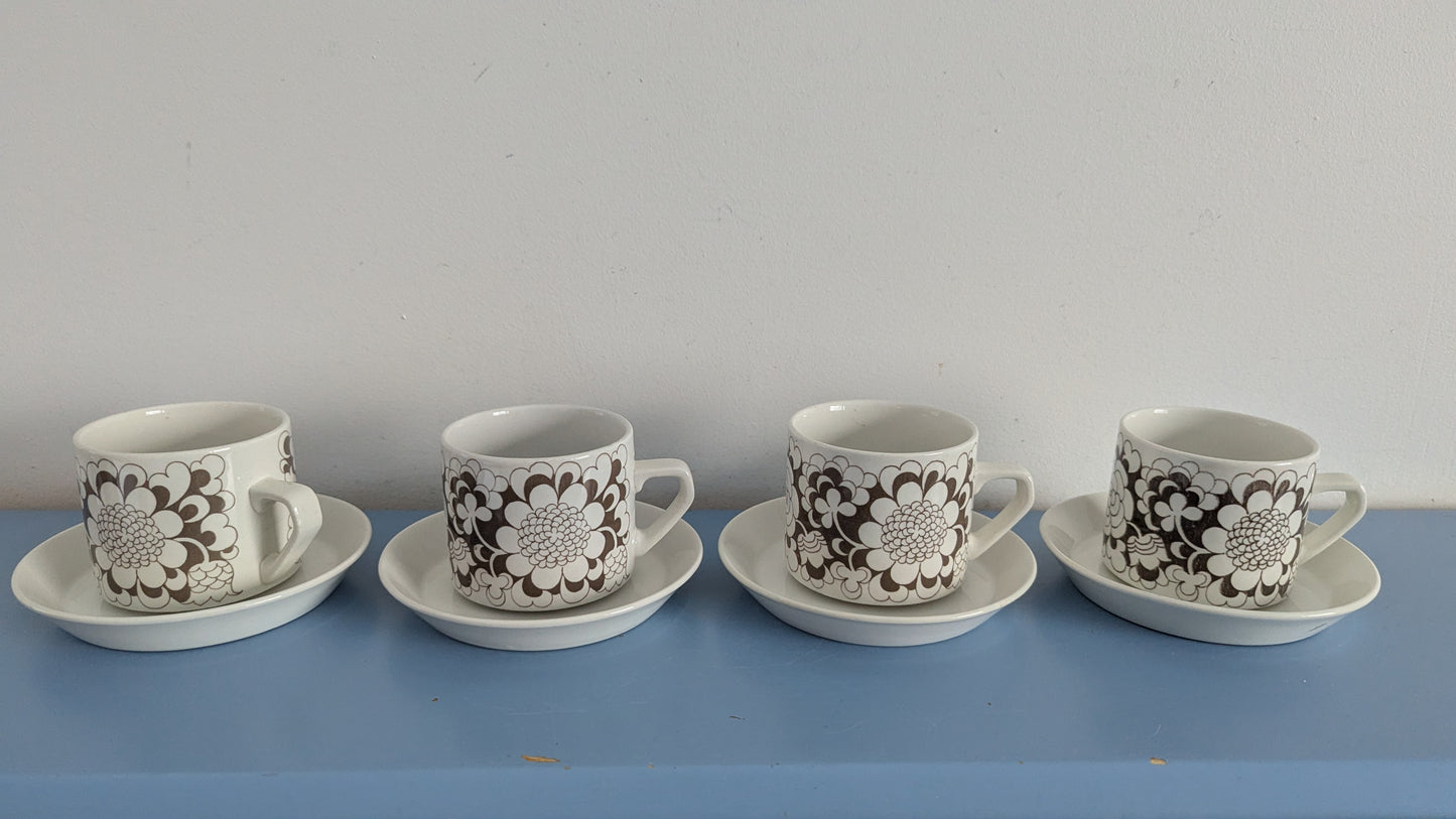 Arabia Gardenia Kahviastiasto Neljälle Hengelle (8-osaa, 1973-1974, Esteri Tomula)