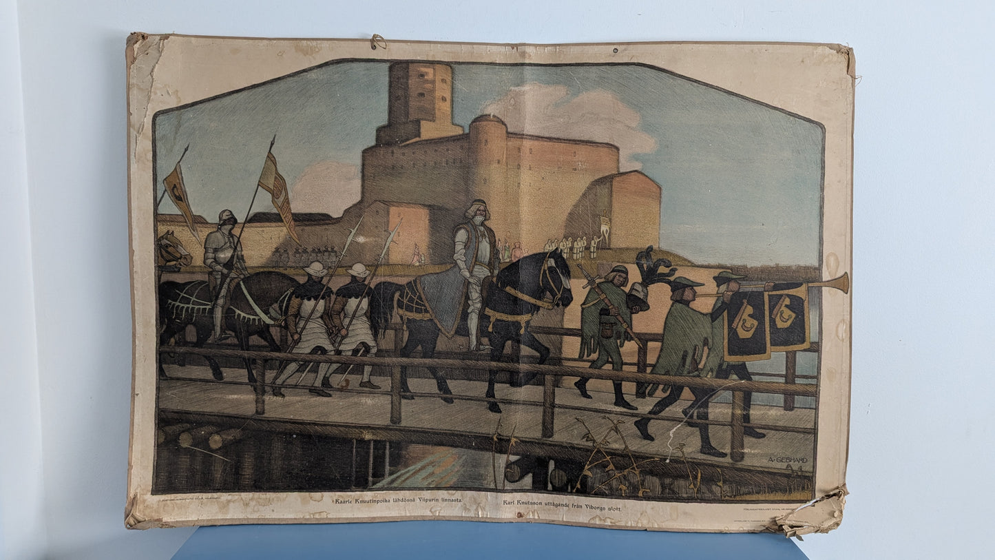 Opetustaulu - Kaarle Knuutinpoika Lähdössä Viipurin Linnasta (1904, Albert Gebhard)