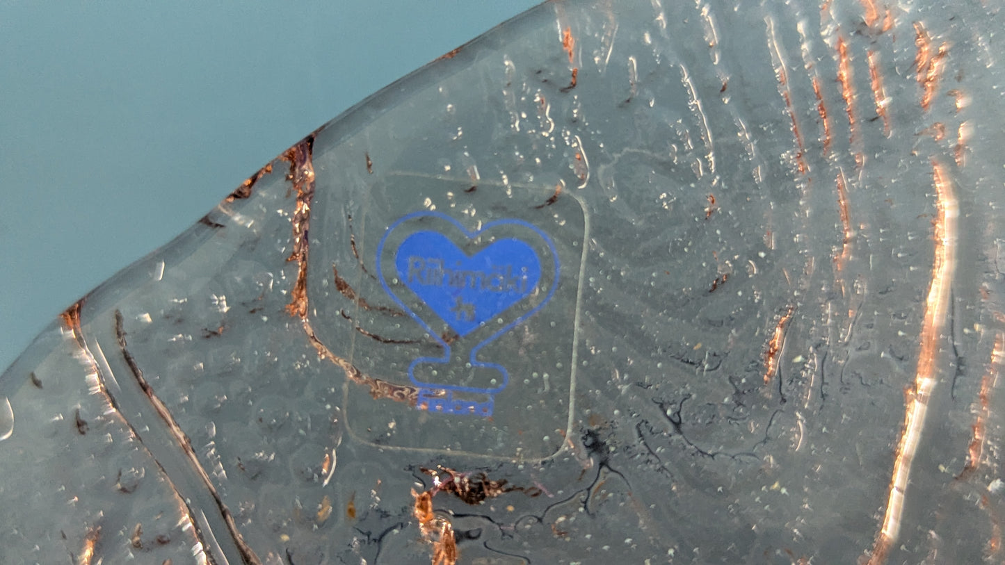 Riihimäen Lasi - Tarjoiluvati (ISO, 1985, Signeerattu, Pertti Kallioinen)