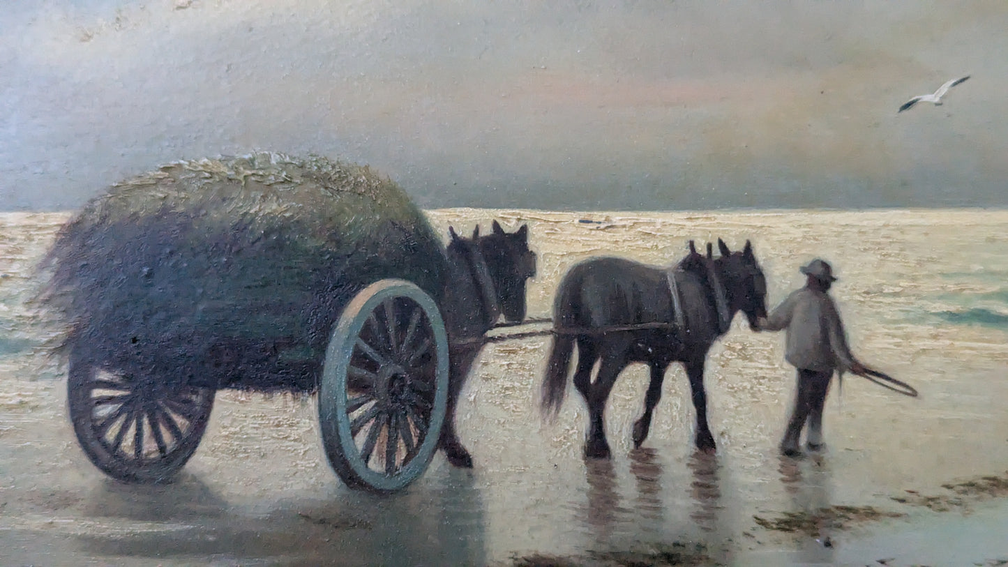 Alfred Edward Borthwick - Catching Seaweed (Signeerattu Öljyvärimaalaus)