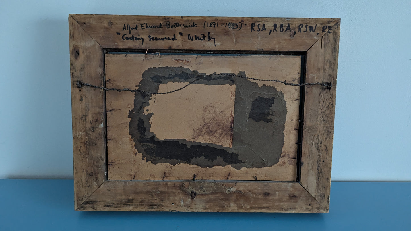 Alfred Edward Borthwick - Catching Seaweed (Signeerattu Öljyvärimaalaus)