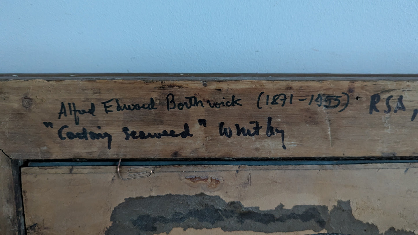 Alfred Edward Borthwick - Catching Seaweed (Signeerattu Öljyvärimaalaus)