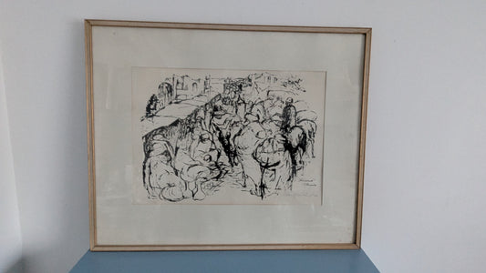 Hans Björklind - Toripäivä (Signeerattu Grafiikka 1962)