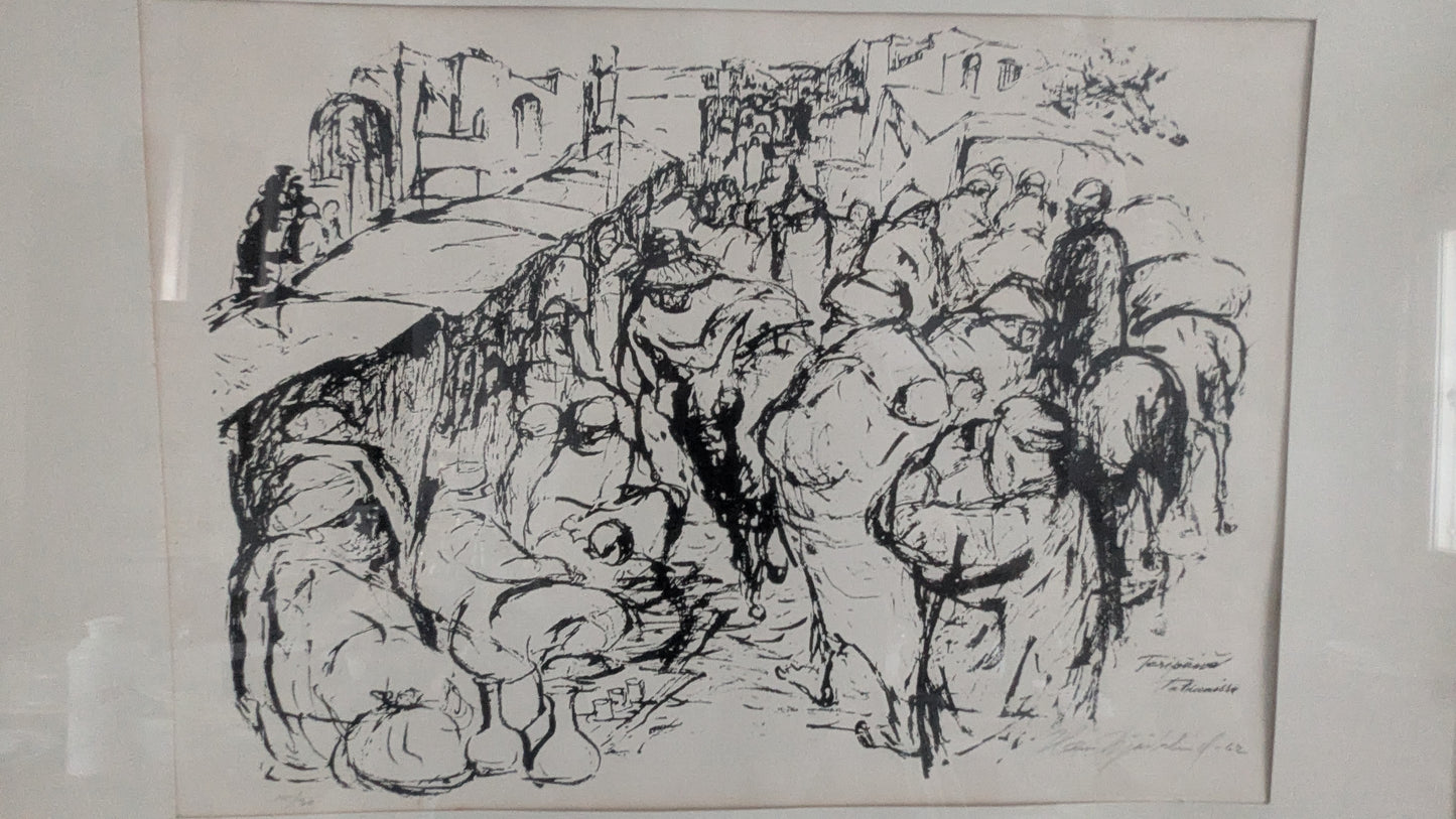 Hans Björklind - Toripäivä (Signeerattu Grafiikka 1962)