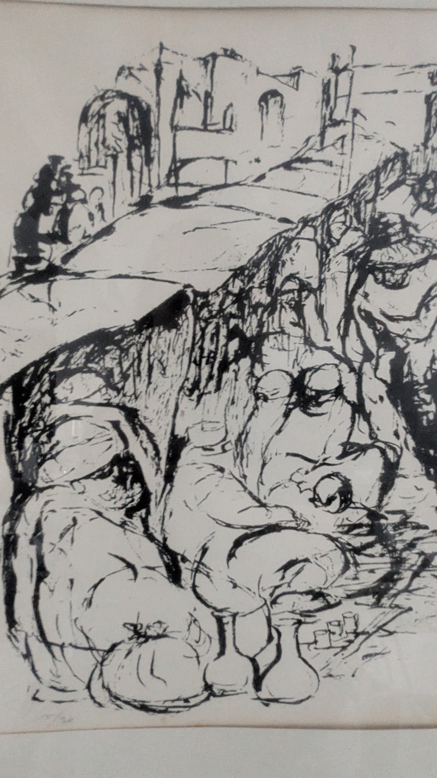 Hans Björklind - Toripäivä (Signeerattu Grafiikka 1962)