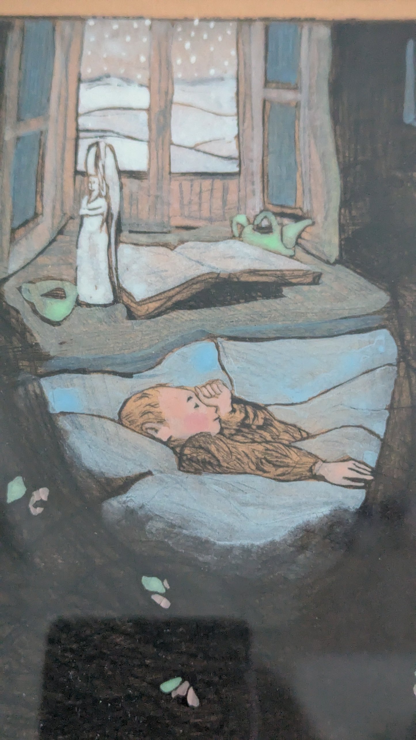 Kadi Kurema - Magamistuba / Makuuhuone (Signeerattu Kuivaneulatyö 1997)