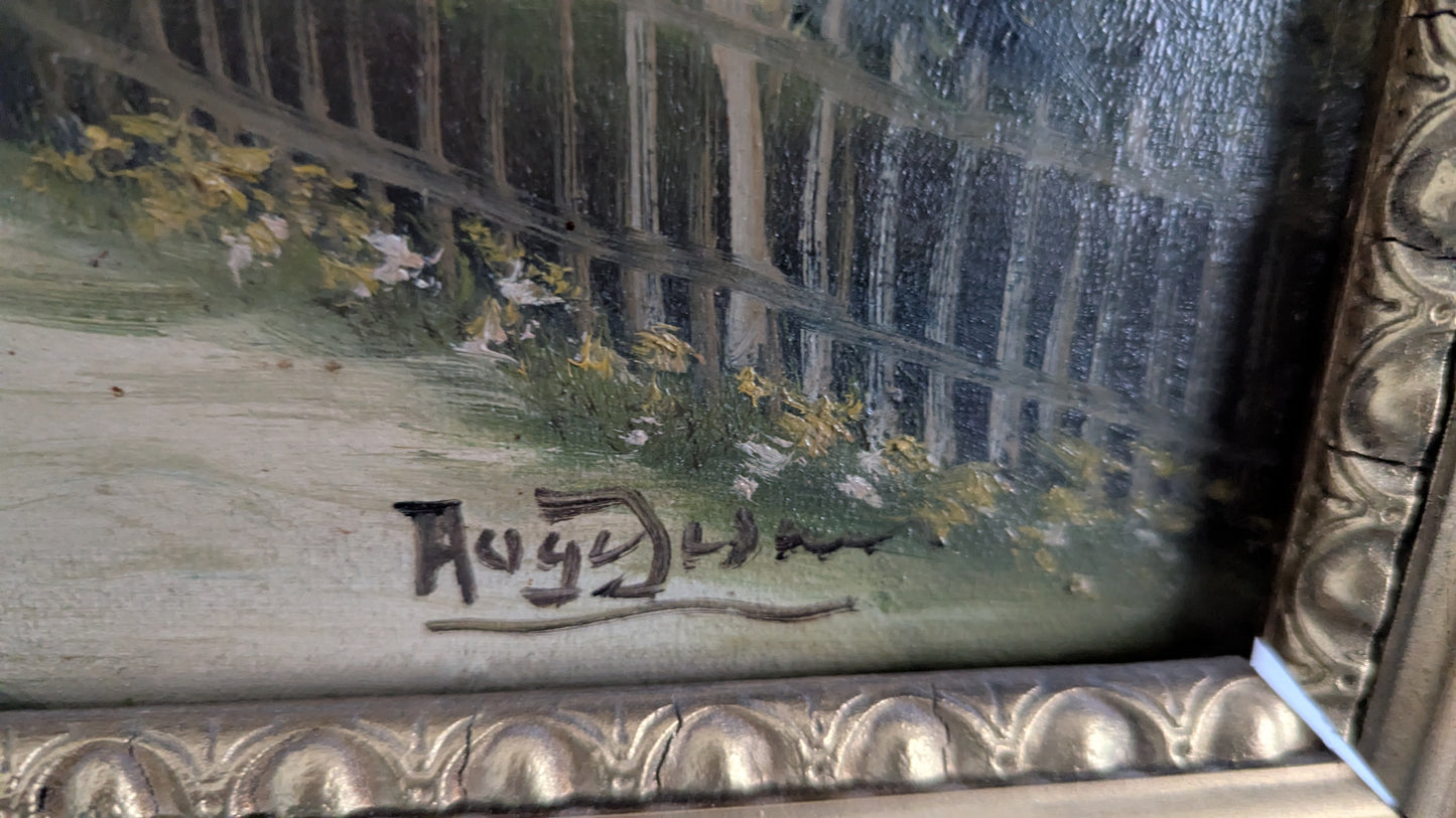 Signeerattu Vanha Öljyvärimaalaus