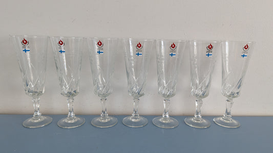 Taidelasisepät - Kuvioetsatut Kuohuviinilasi (7kpl, Tarrat Paikalla)