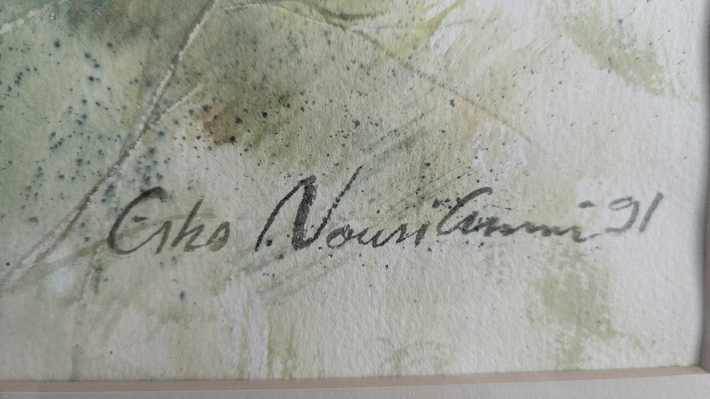 Esko Nousiainen - Maisema (Signeerattu Akvarellimaalaus 1991)