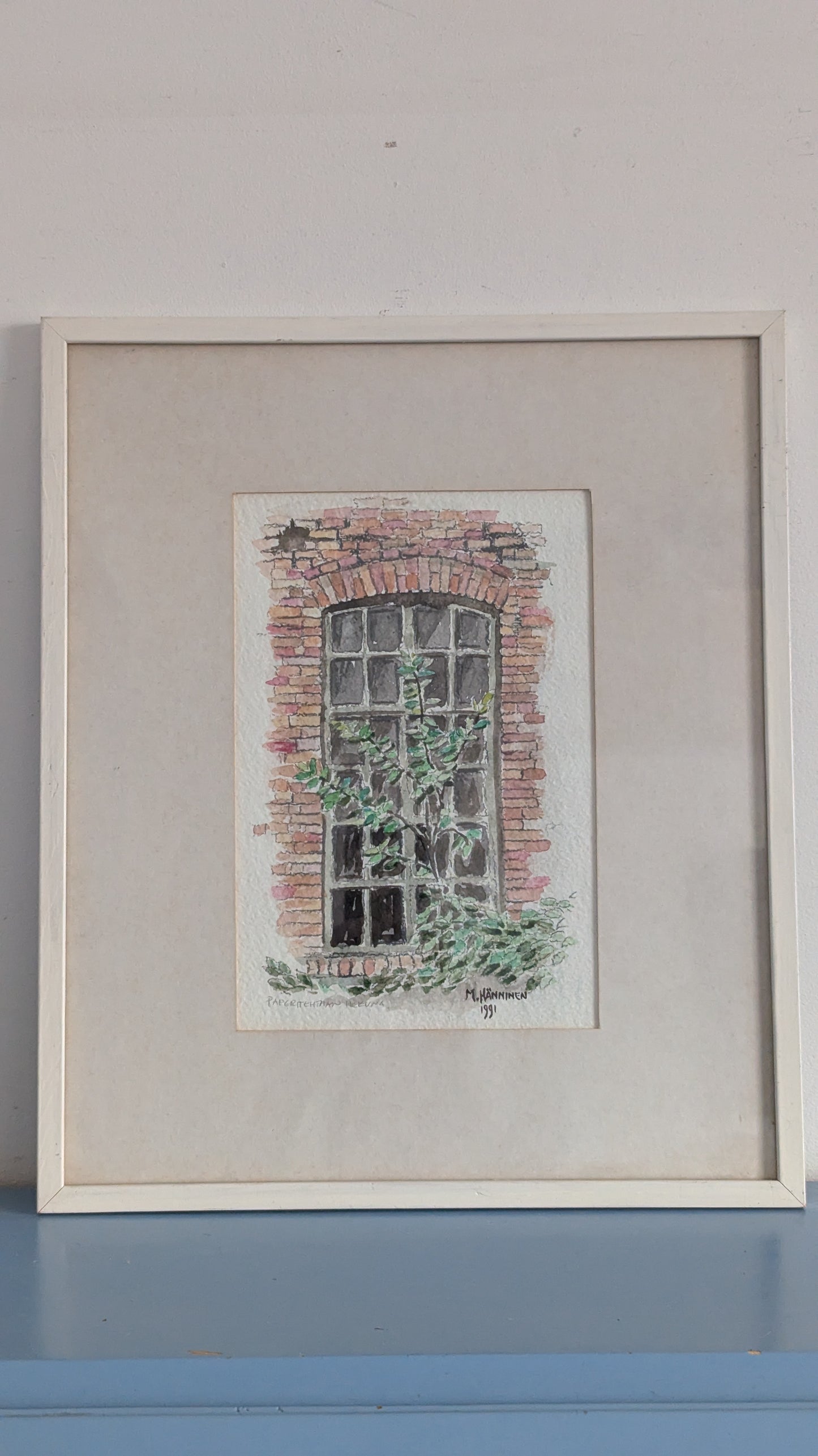 M. Hänninen - Paperitehtaan Ikkuna (Signeerattu Akvarellimaalaus 1991)
