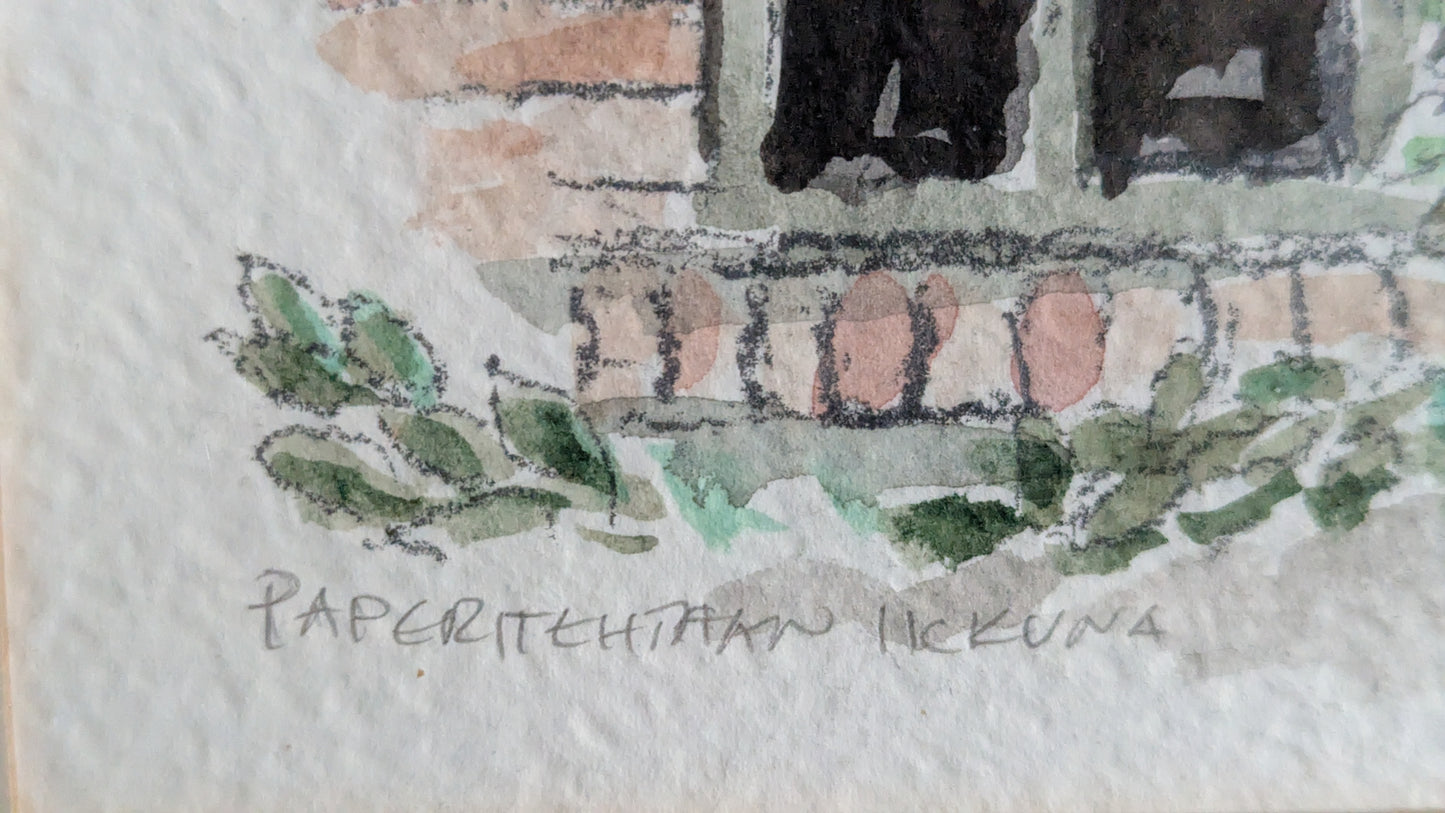 M. Hänninen - Paperitehtaan Ikkuna (Signeerattu Akvarellimaalaus 1991)