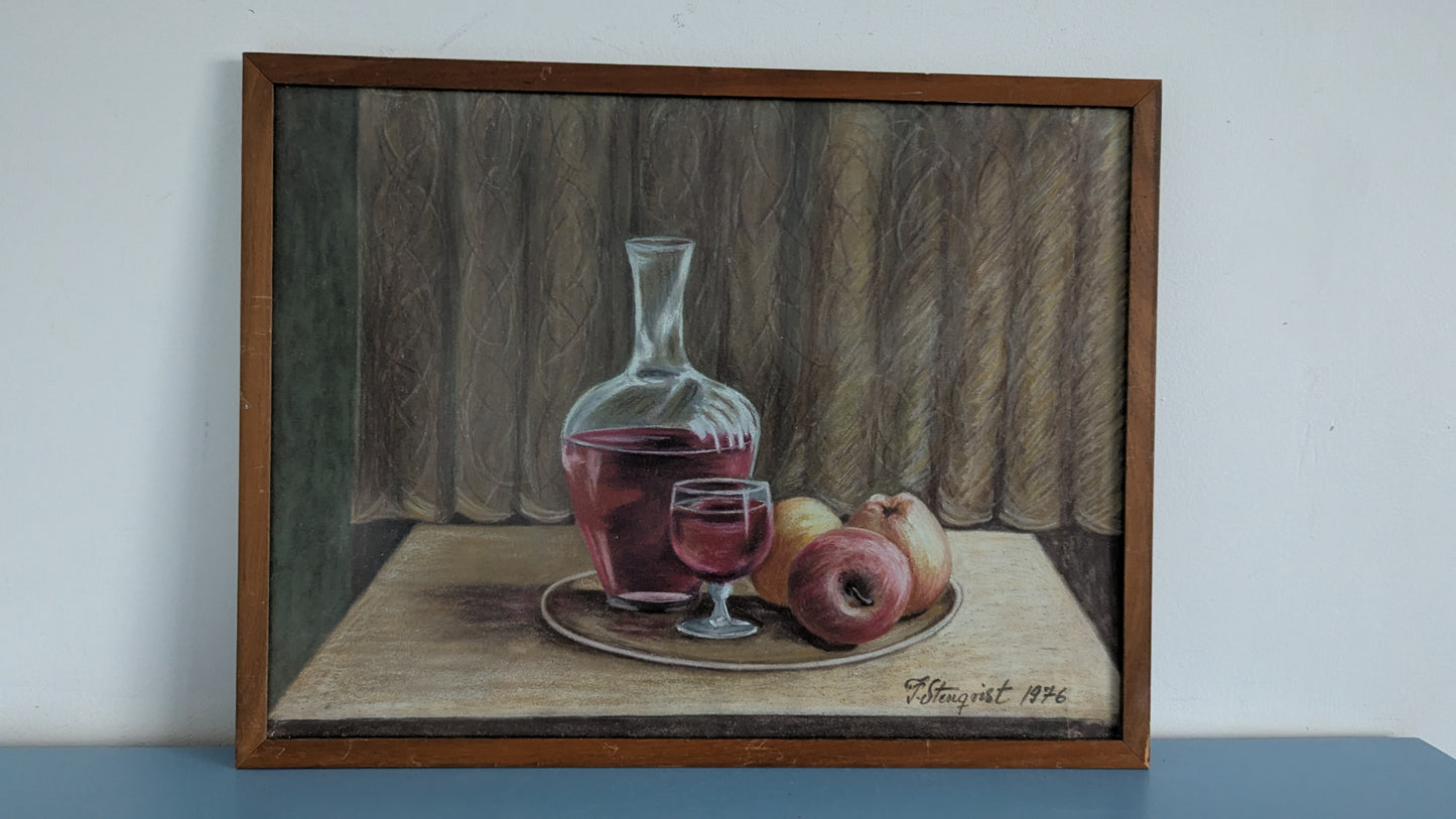 F.Stenqvist - Asetelma (Signeerattu Pastellimaalaus 1976)